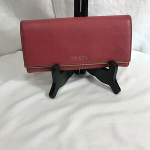 Prada Milano Pink Large Saffiano Leather Metal Detail Cont, card id Wallet COA